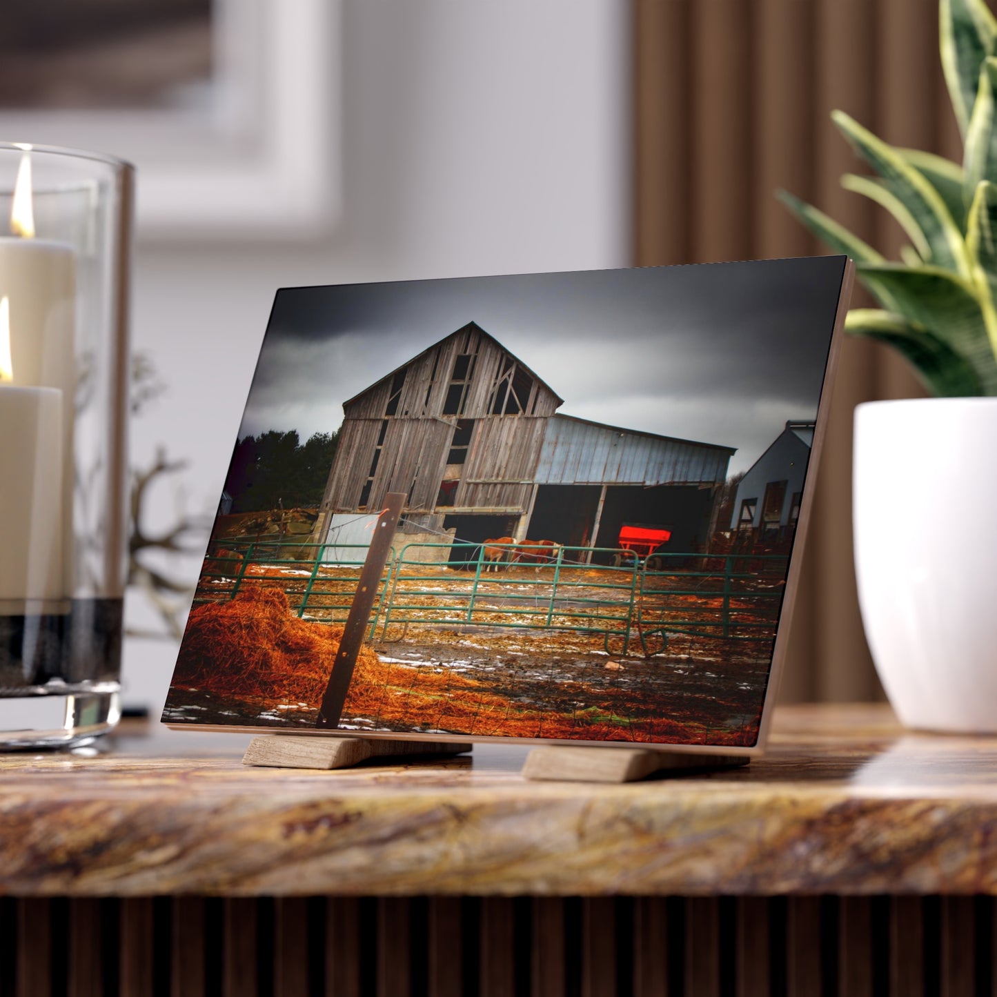 U R There Photography Chapman Road Grey II Rustic Farmhouse Decorative Ceramic Tile