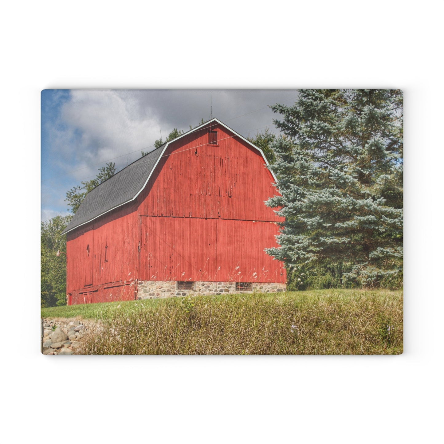 U R There Photography Oxford Baldwin Red Rustic Farmhouse Tempered-Glass Cutting Board