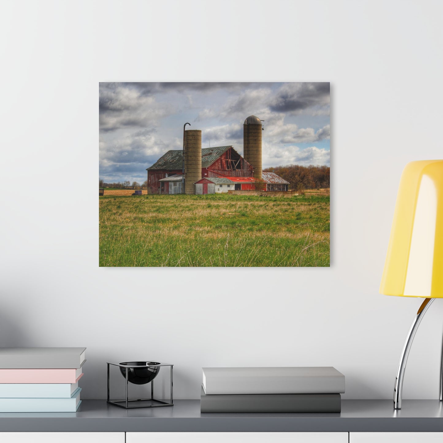 U R There Photography Centerline Road Red Rustic Farmhouse Acrylic Wall Print
