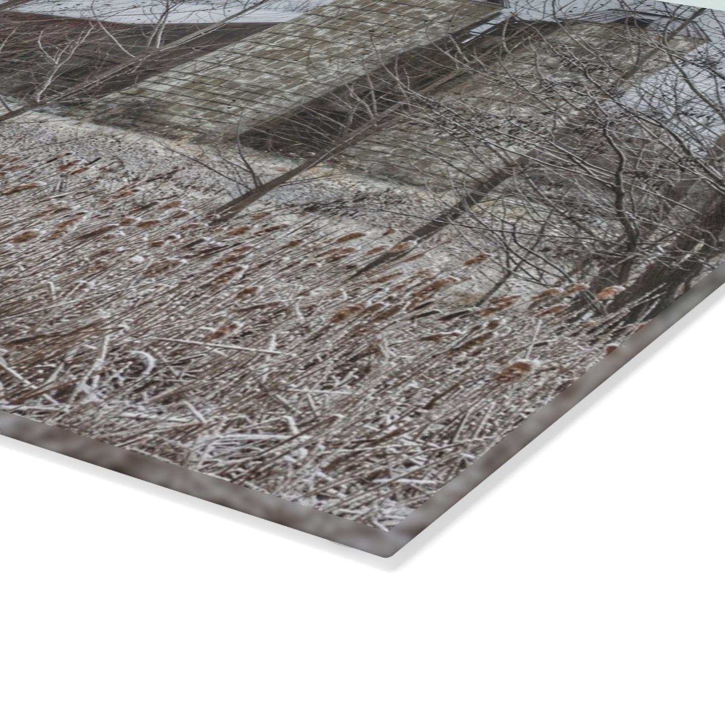 U R There Photography Washburn Road Hidden Red Rustic Farmhouse Tempered-Glass Cutting Board