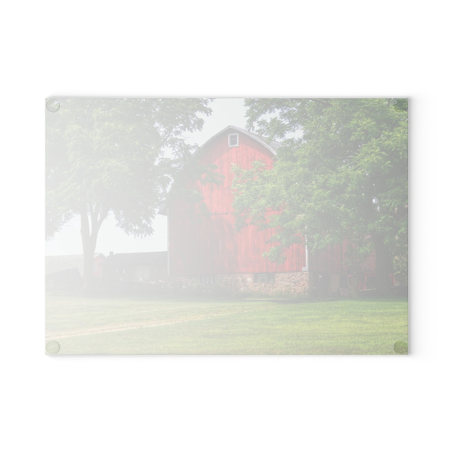 U R There Photography Summer Fieldstone Red Rustic Farmhouse Tempered-Glass Cutting Board