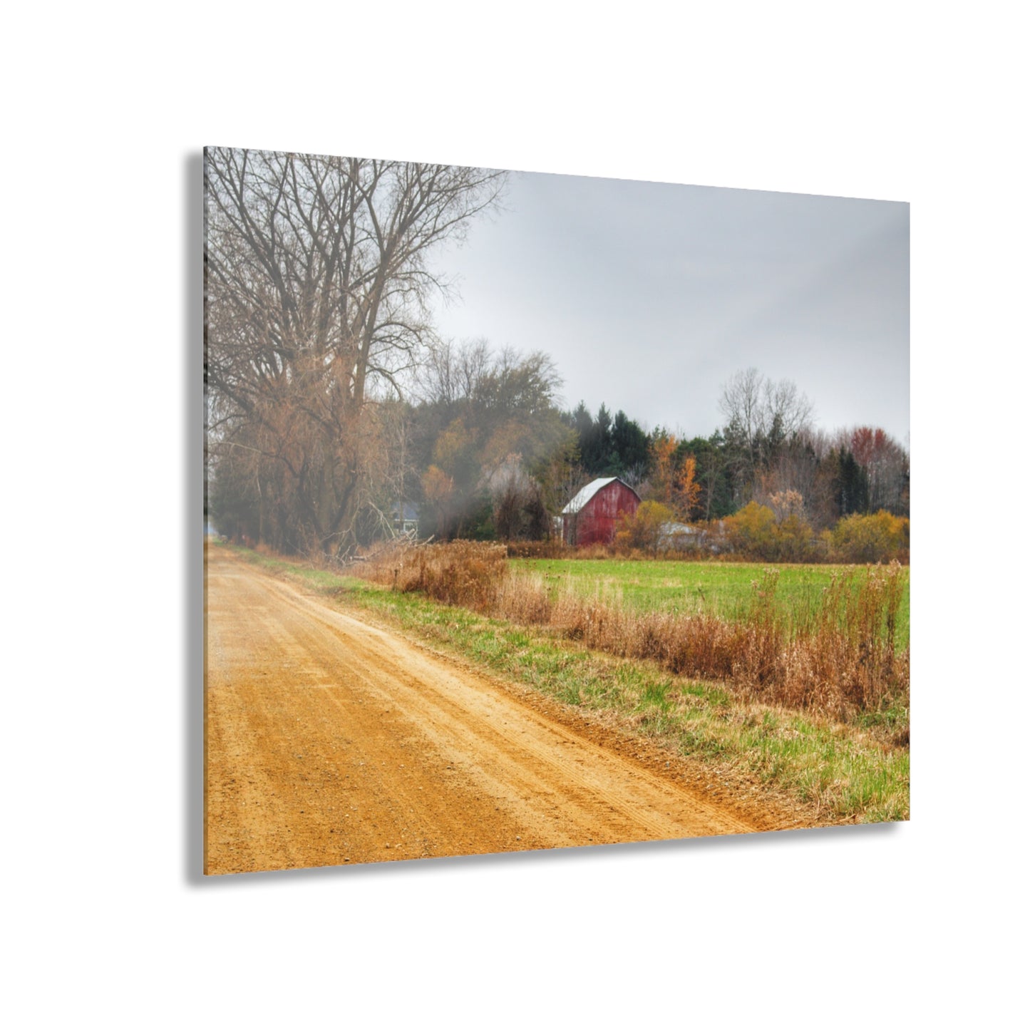 U R There Photography Stone Road Red Rustic Farmhouse Acrylic Wall Print