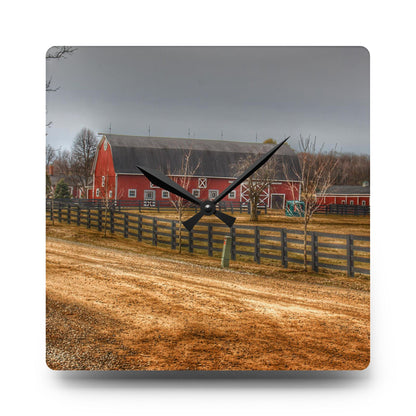 U R There Photography Barber Road Farm II Rustic Farmhouse Acrylic Analog Wall Clock