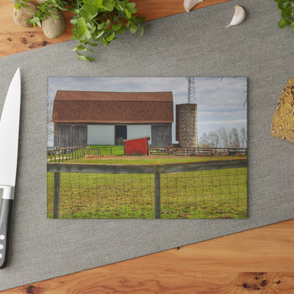 U R There Photography North Vassar Road Grey Rustic Farmhouse Tempered-Glass Cutting Board