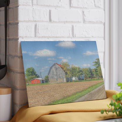 U R There Photography Sheridan Line Road Grey I Rustic Farmhouse Tempered-Glass Cutting Board