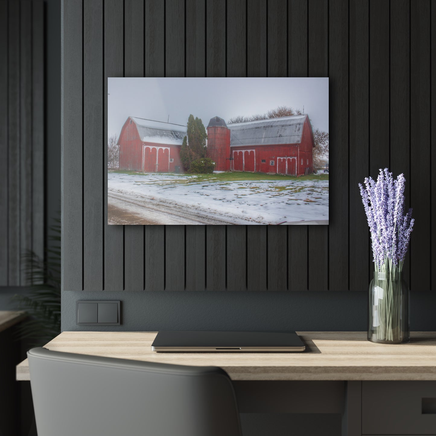 U R There Photography Holmes Road Red II Rustic Farmhouse Acrylic Wall Print 14 "x 11"