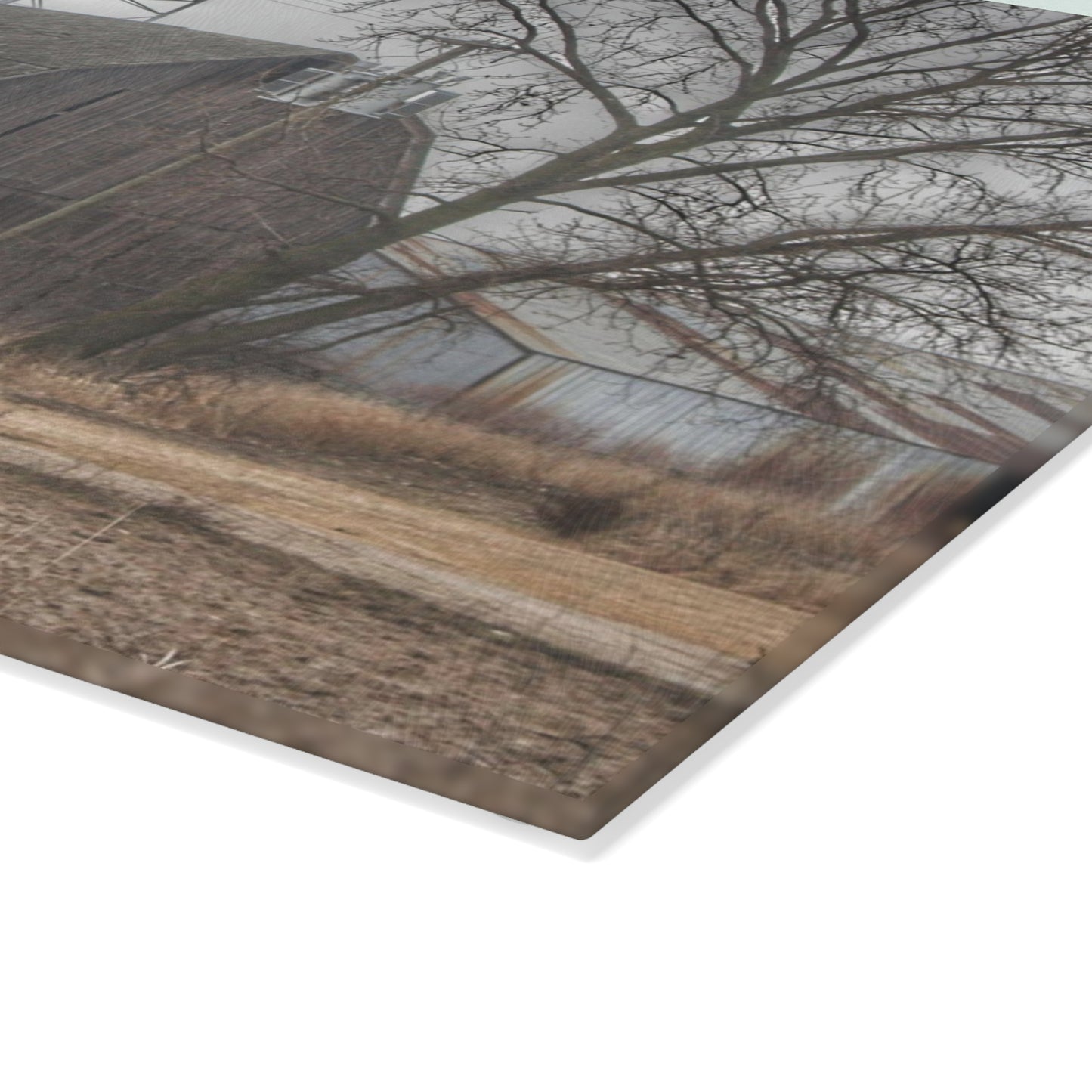 U R There Photography Barnes Road End of Days Rustic Farmhouse Tempered-Glass Cutting Board