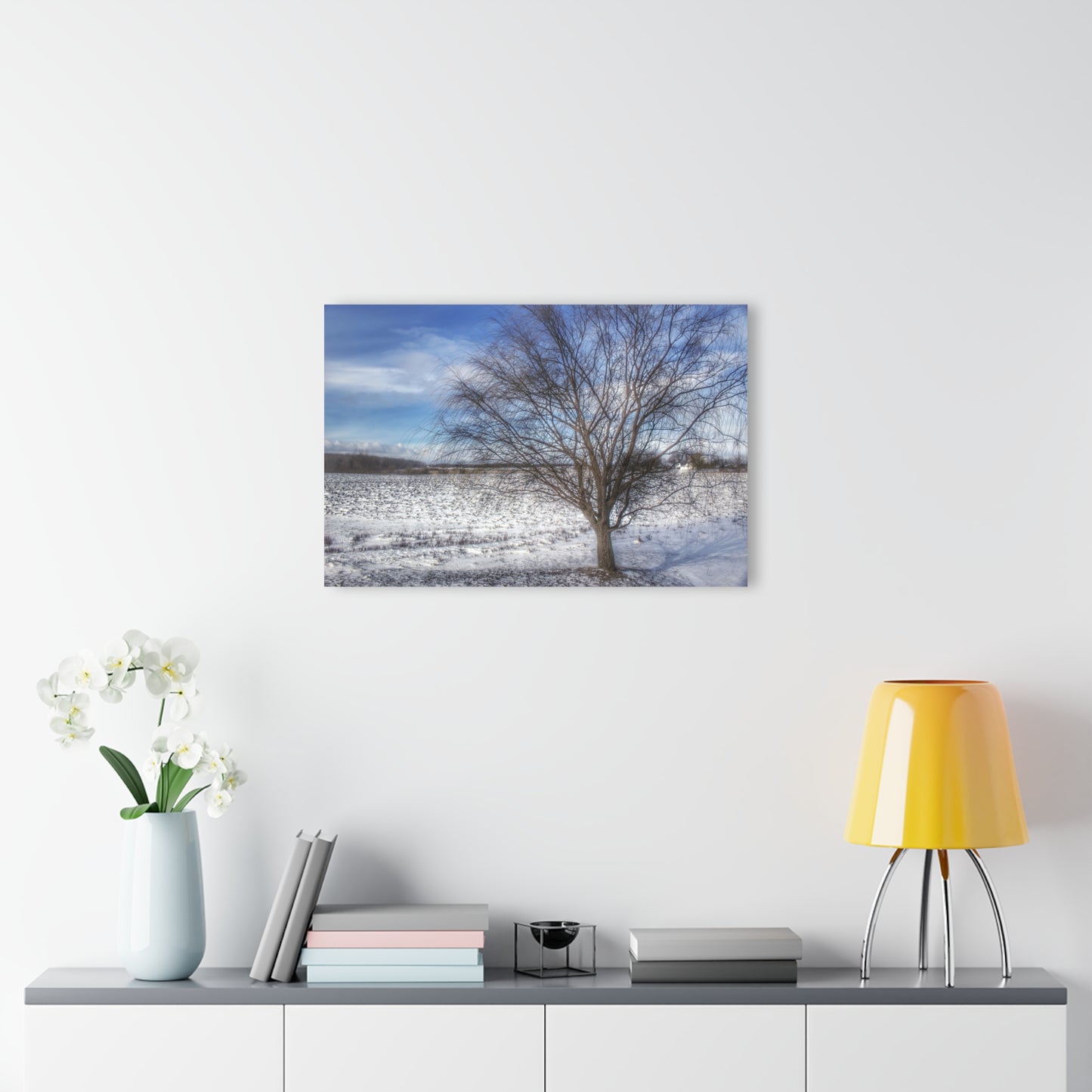 U R There Photography Winter Farm Willow Tree Rustic Farmhouse Acrylic Wall Print