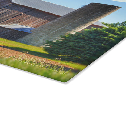 U R There Photography Gilford Grey III Rustic Farmhouse Tempered-Glass Cutting Board