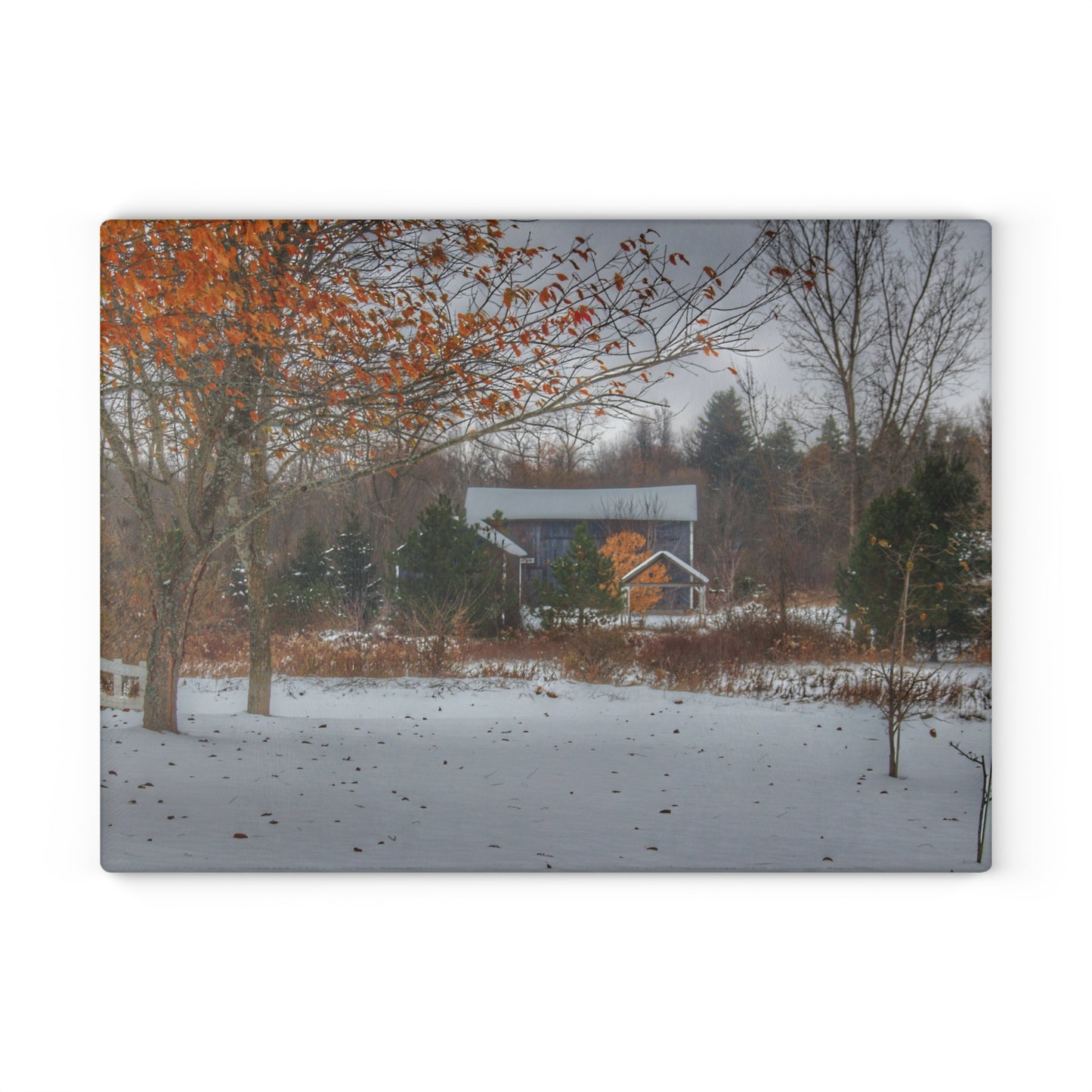 U R There Photography Oregon Road Blue Rustic Farmhouse Tempered-Glass Cutting Board