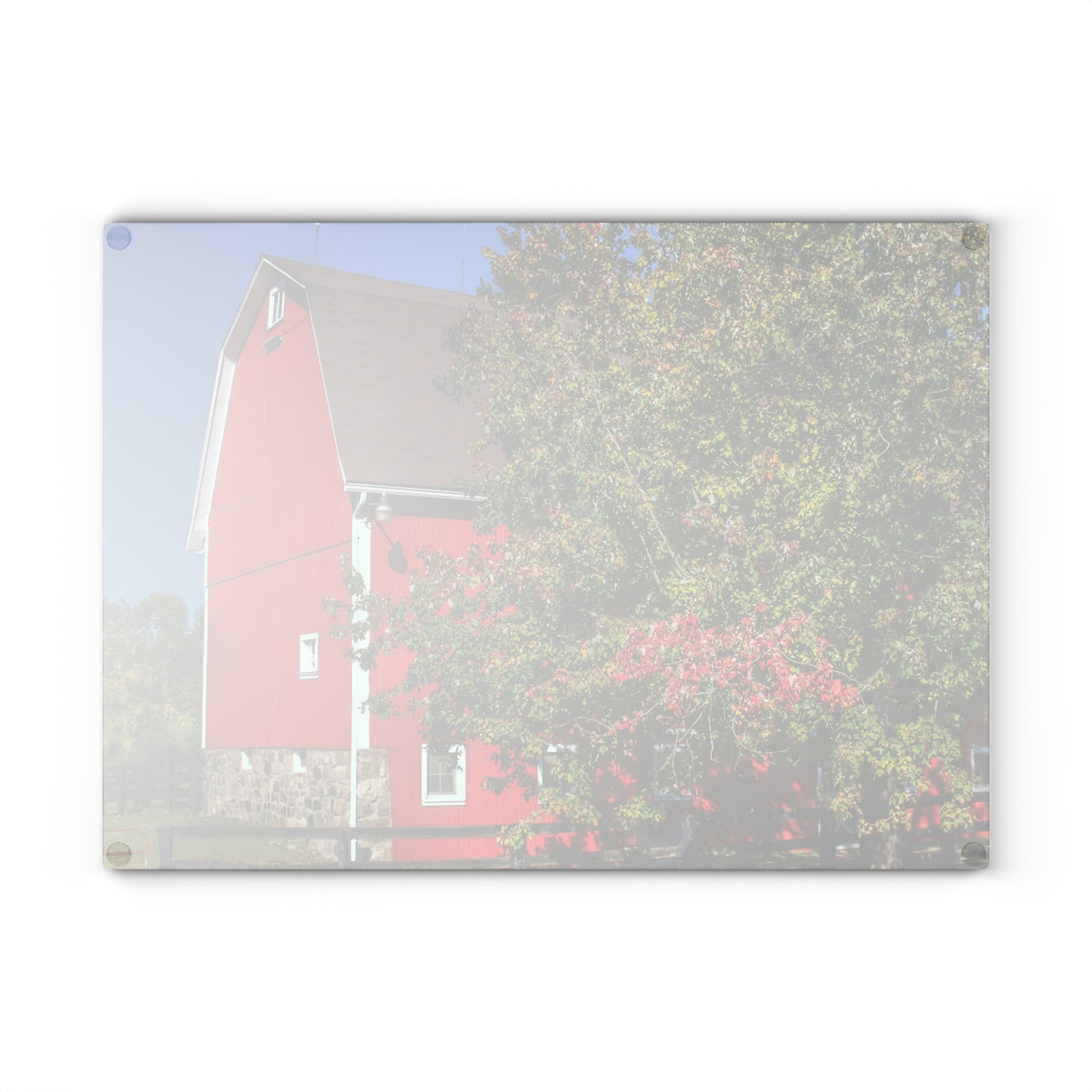 U R There Photography Oakwood Road Red Rustic Farmhouse Tempered-Glass Cutting Board