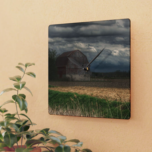 U R There Photography Sandusky Grey I Rustic Farmhouse Acrylic Analog Wall Clock