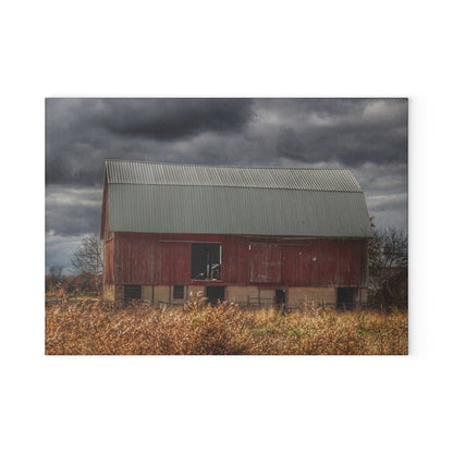 U R There Photography Booth Road Cow Barn I Rustic Farmhouse Tempered-Glass Cutting Board