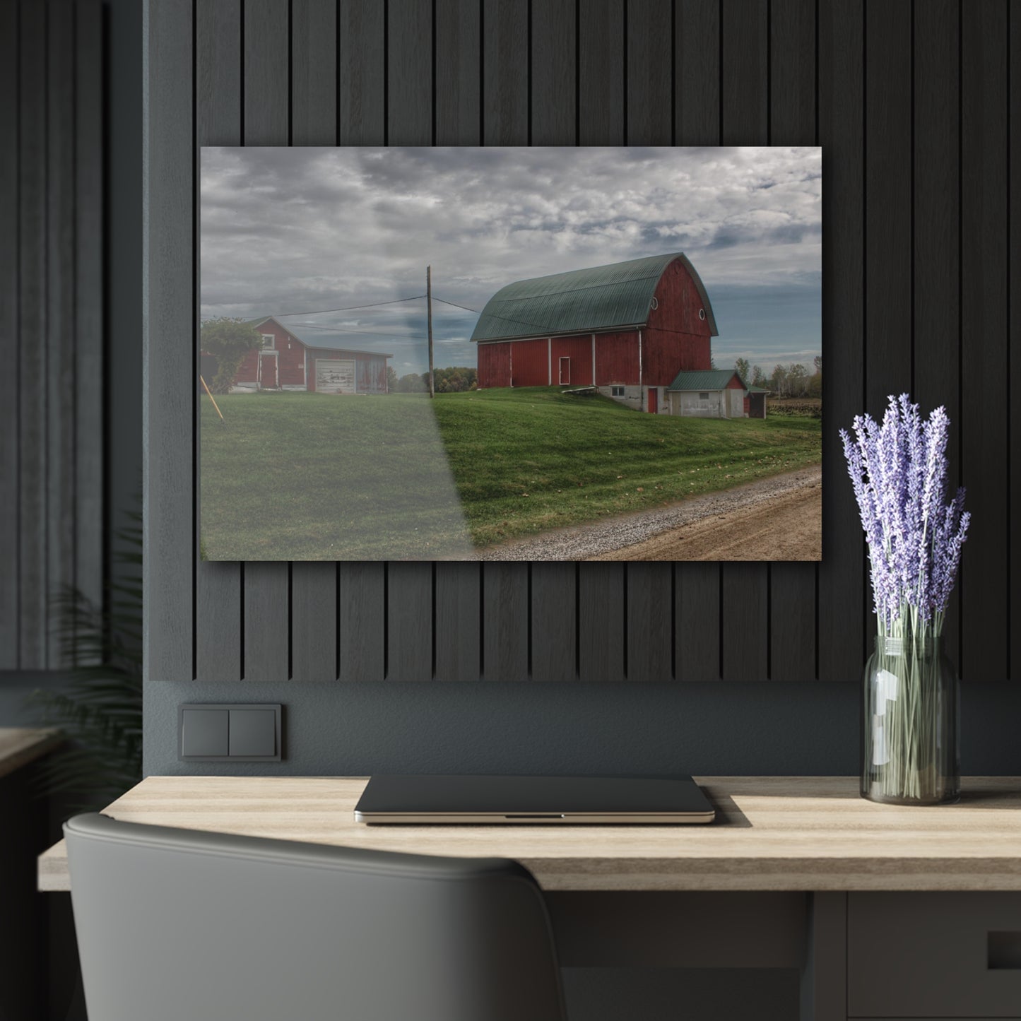 U R There Photography Elmwood Road Reds Rustic Farmhouse Acrylic Wall Print