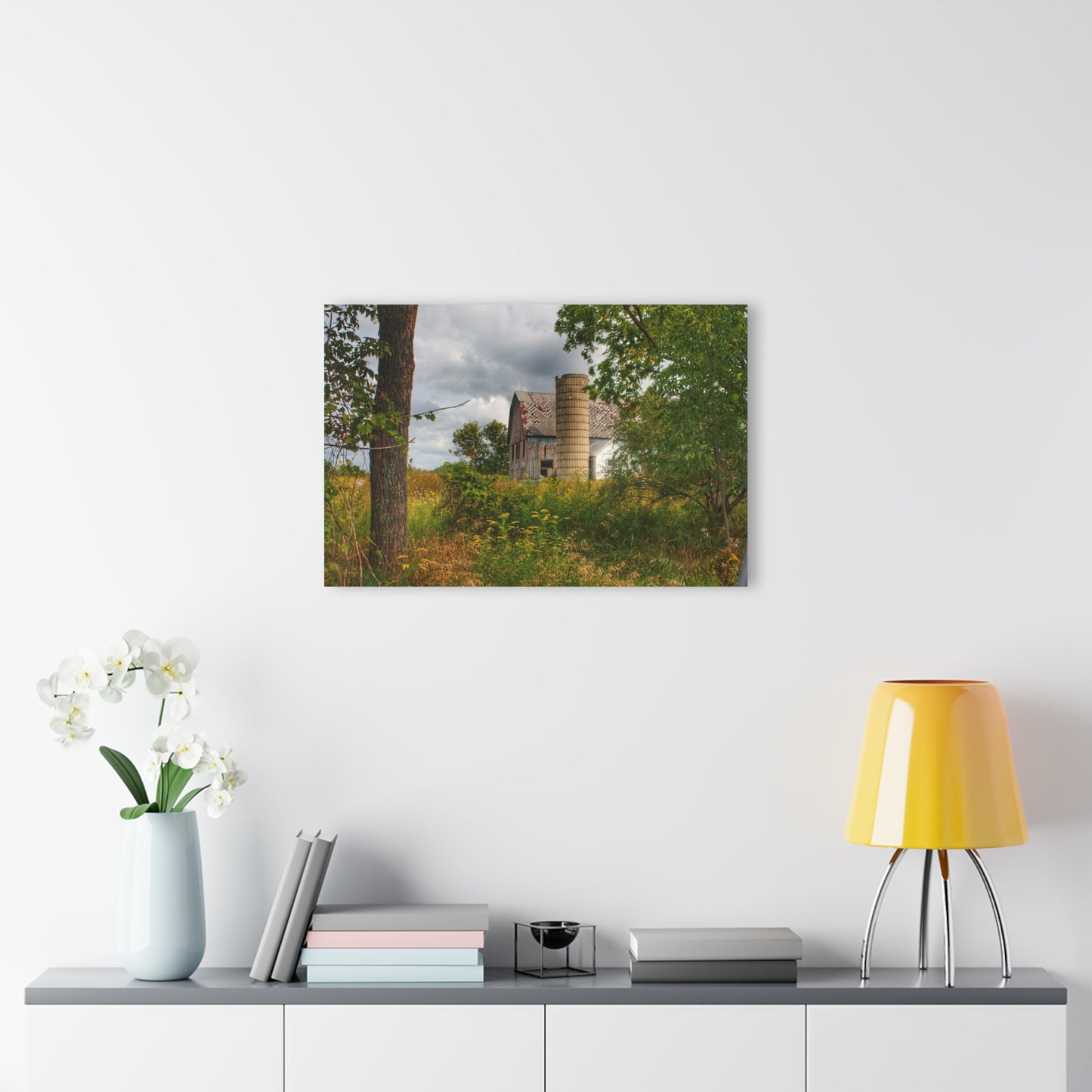 U R There Photography Hill Road Roadside Grey III Rustic Farmhouse Acrylic Wall Print