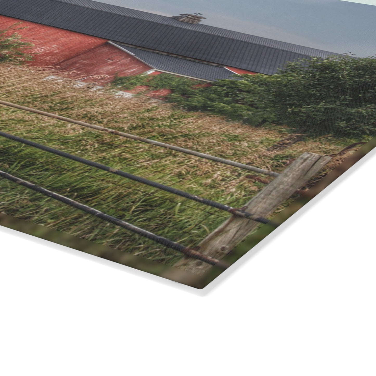 U R There Photography Snook Road Red Rustic Farmhouse Tempered-Glass Cutting Board