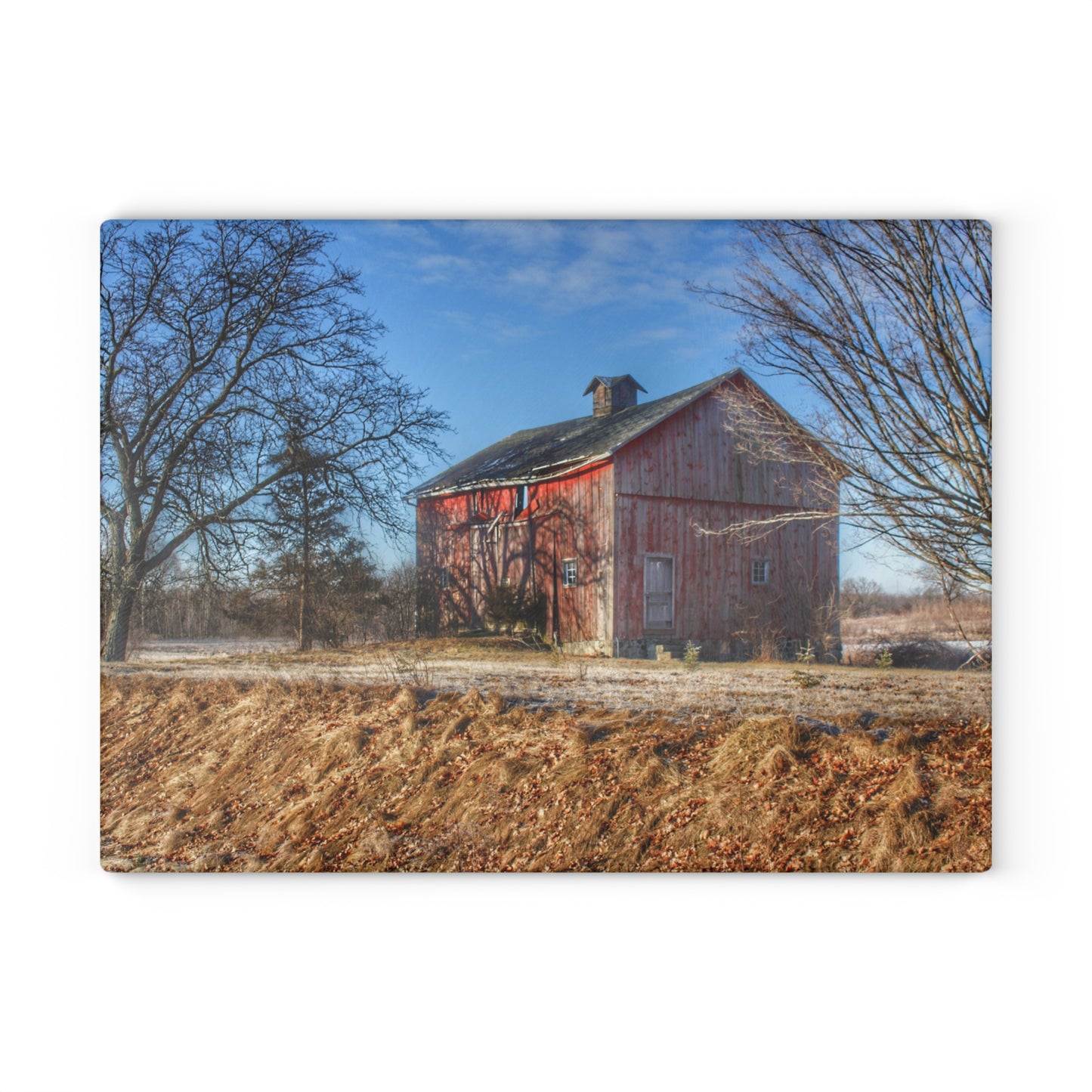 U R There Photography M-24 Barn at the Bend I Rustic Farmhouse Tempered-Glass Cutting Board