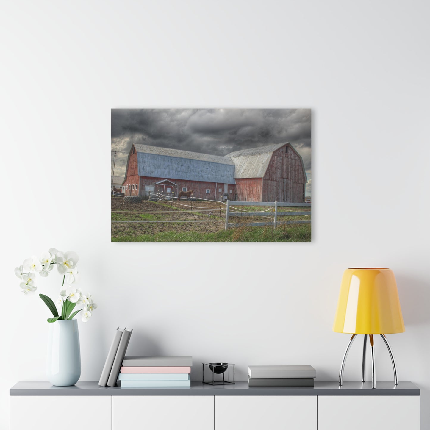 U R There Photography Sandusky Horse Barn Against Fall Skies Rustic Farmhouse Acrylic Wall Print