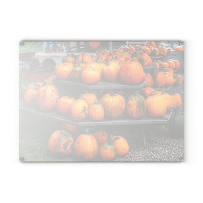 U R There Photography Tabletop Pumpkins Rustic Farmhouse Tempered-Glass Cutting Board