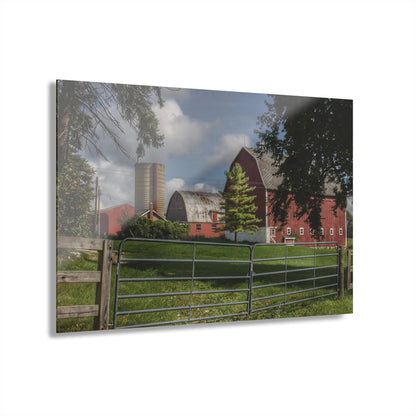 U R There Photography Hough Road Reds and Silo I Rustic Farmhouse Acrylic Wall Print