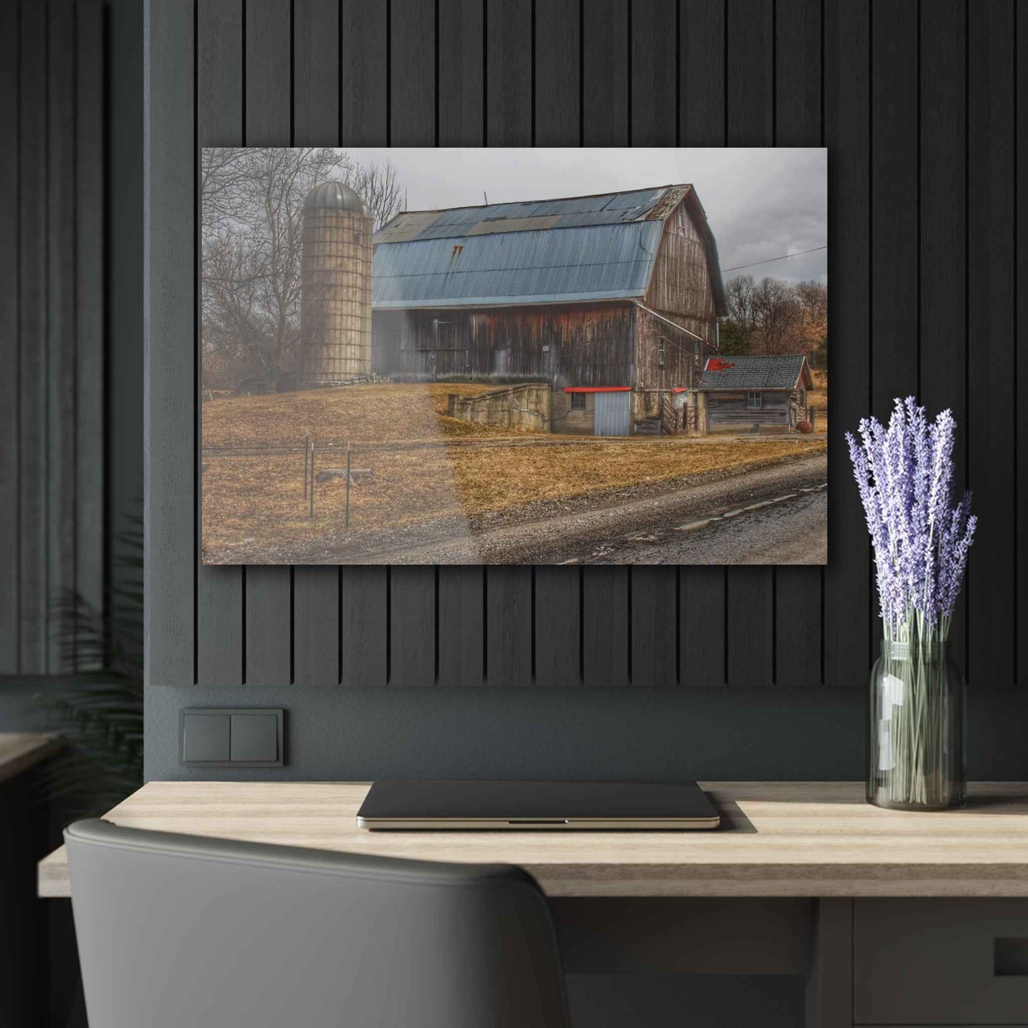 U R There Photography Seymour Lakes Roadside Grey Rustic Farmhouse Acrylic Wall Print