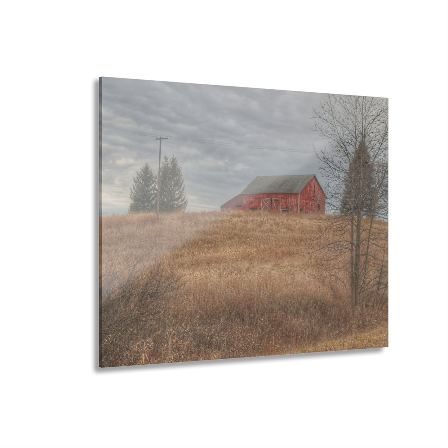 U R There Photography Grey Road Hillside Red I Rustic Farmhouse Acrylic Wall Print