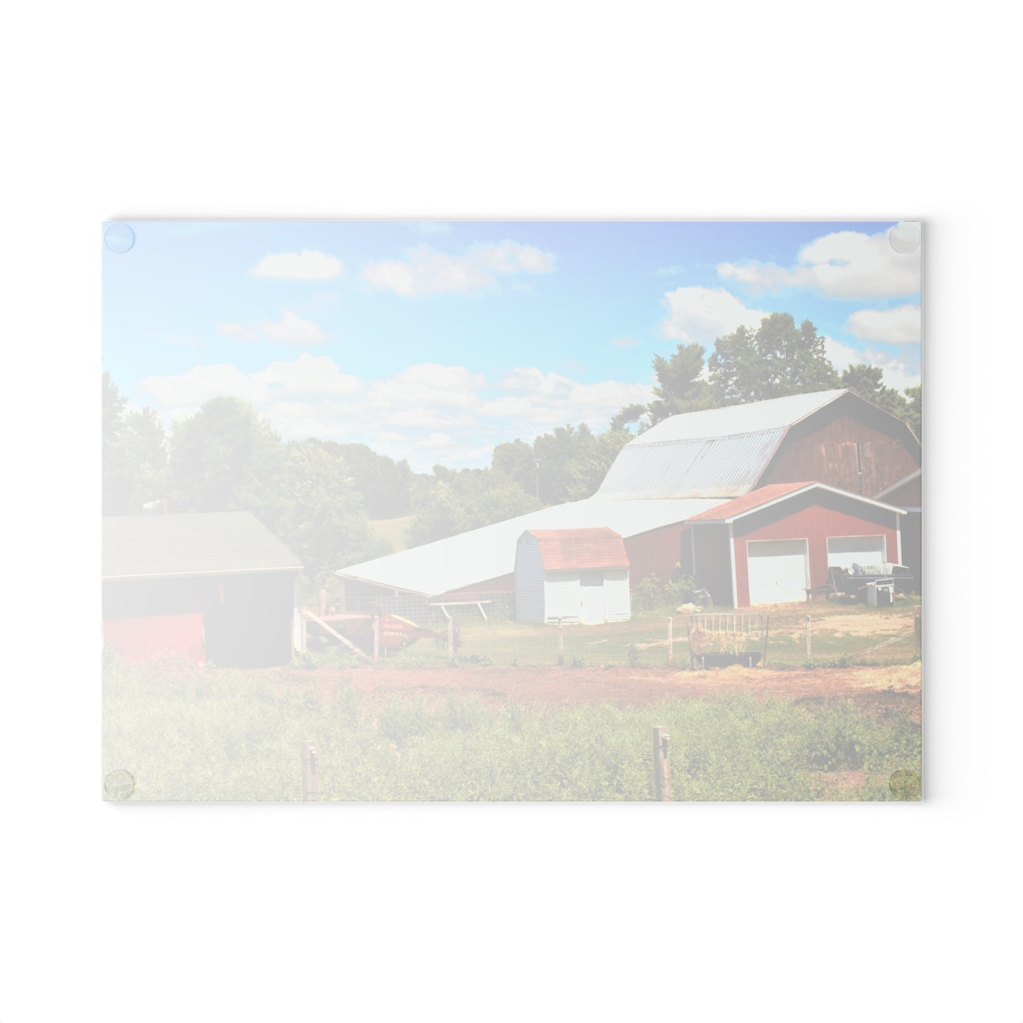 U R There Photography McKeen Lake Road Reds II Rustic Farmhouse Tempered-Glass Cutting Board