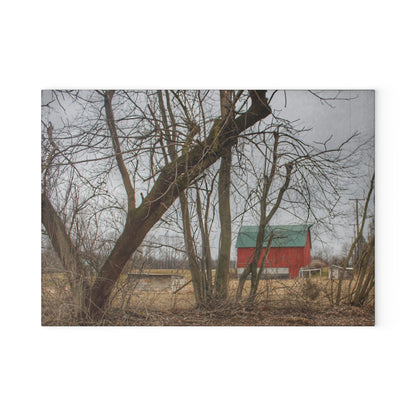 U R There Photography Daley Road Red II Rustic Farmhouse Tempered-Glass Cutting Board