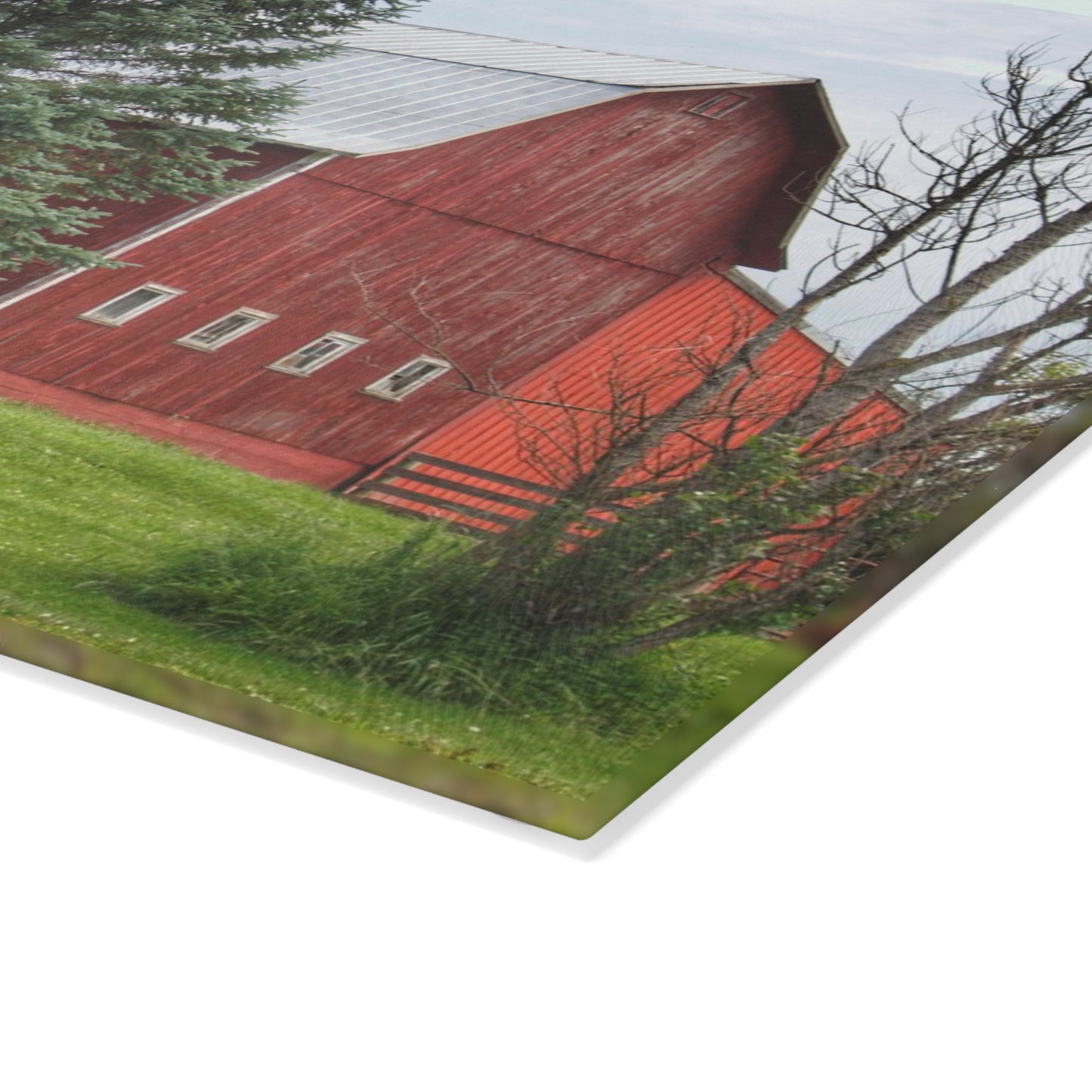 U R There Photography German Road Red I Rustic Farmhouse Tempered-Glass Cutting Board