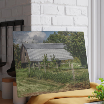 U R There Photography Old Roadside Grey Rustic Farmhouse Tempered-Glass Cutting Board