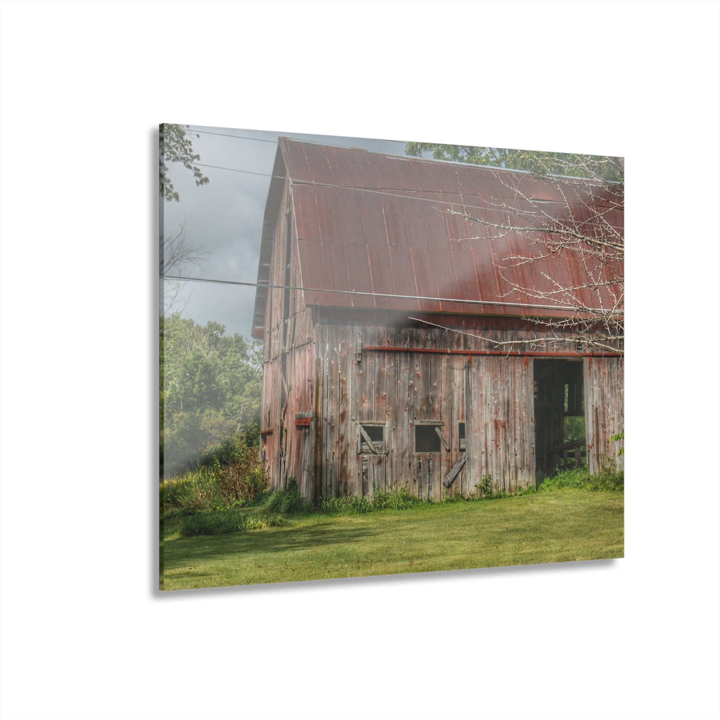 U R There Photography Columbiaville Roadside Grey and Rusted Rustic Farmhouse Acrylic Wall Print