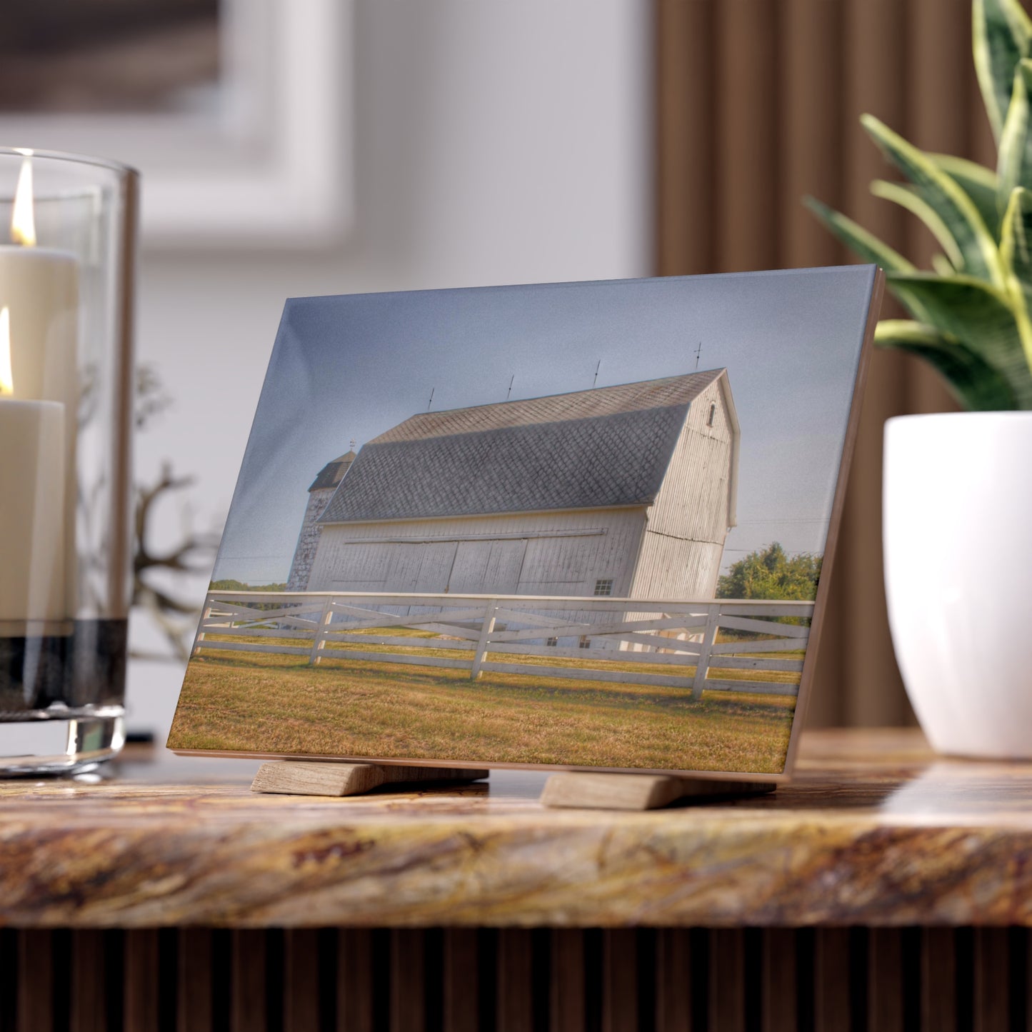 U R There Photography Belsay Road White Rustic Farmhouse Decorative Ceramic Tile