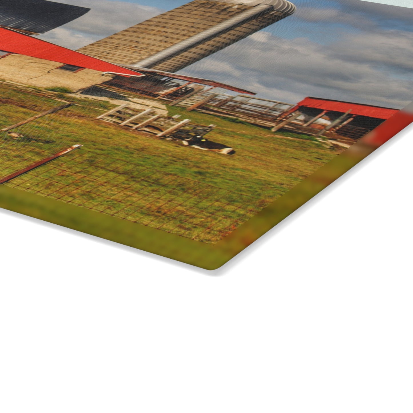 U R There Photography Kingston Checkerboard Farm Rustic Farmhouse Tempered-Glass Cutting Board