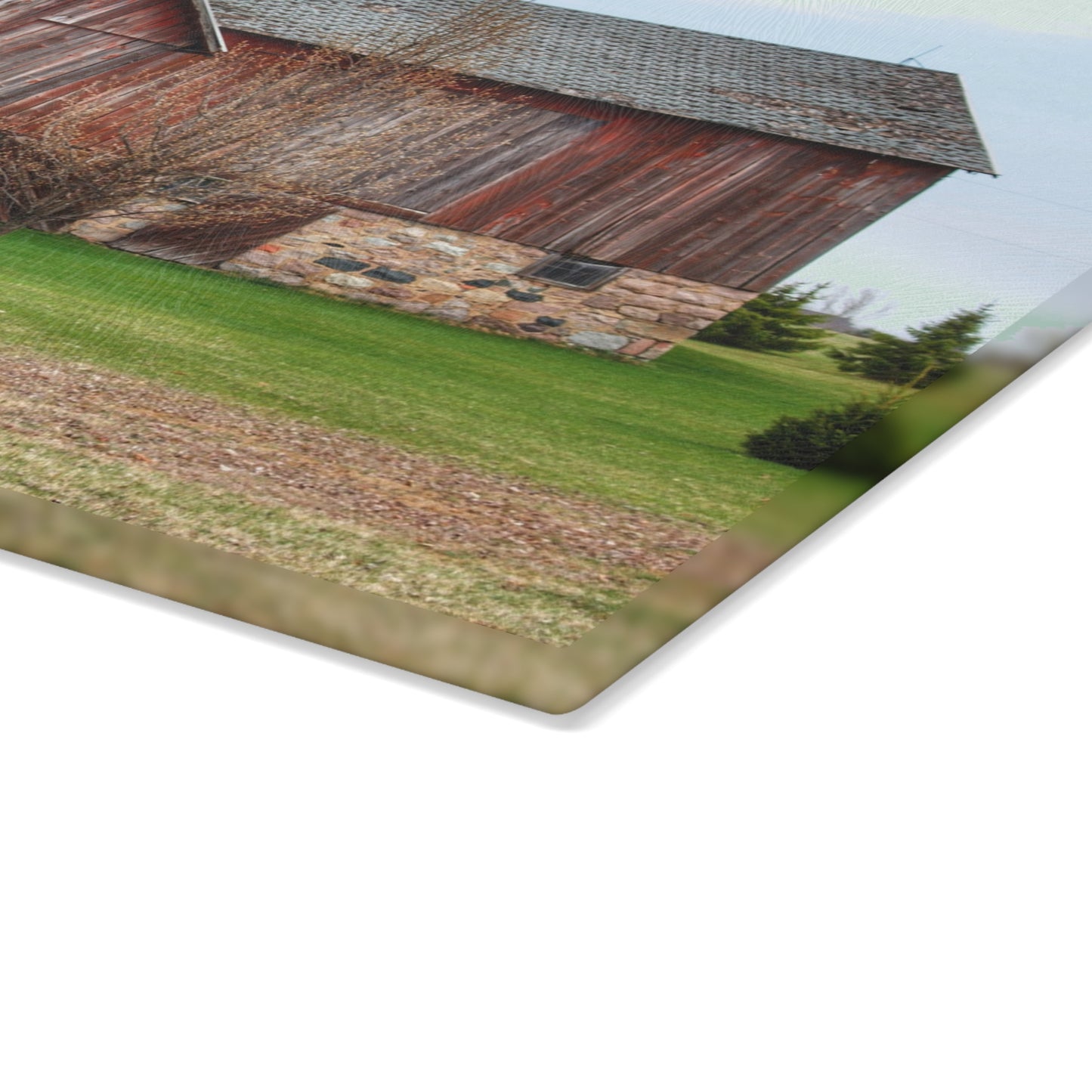 U R There Photography Millington Road Stone Grey Rustic Farmhouse Tempered-Glass Cutting Board