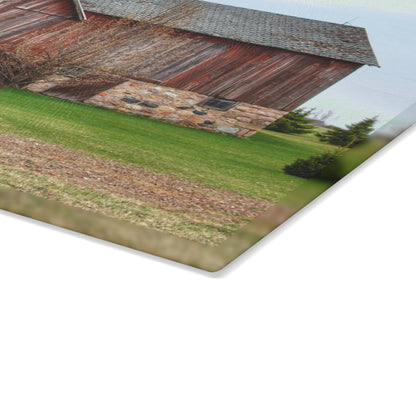 U R There Photography Millington Road Stone Grey Rustic Farmhouse Tempered-Glass Cutting Board