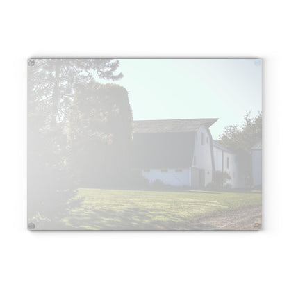 U R There Photography Five Lakes Road White Rustic Farmhouse Tempered-Glass Cutting Board
