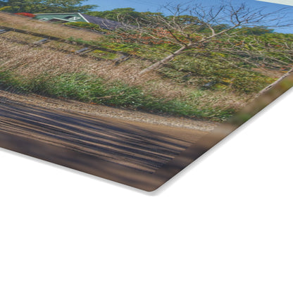 U R There Photography Oakwood Road Hidden Green Rustic Farmhouse Tempered-Glass Cutting Board