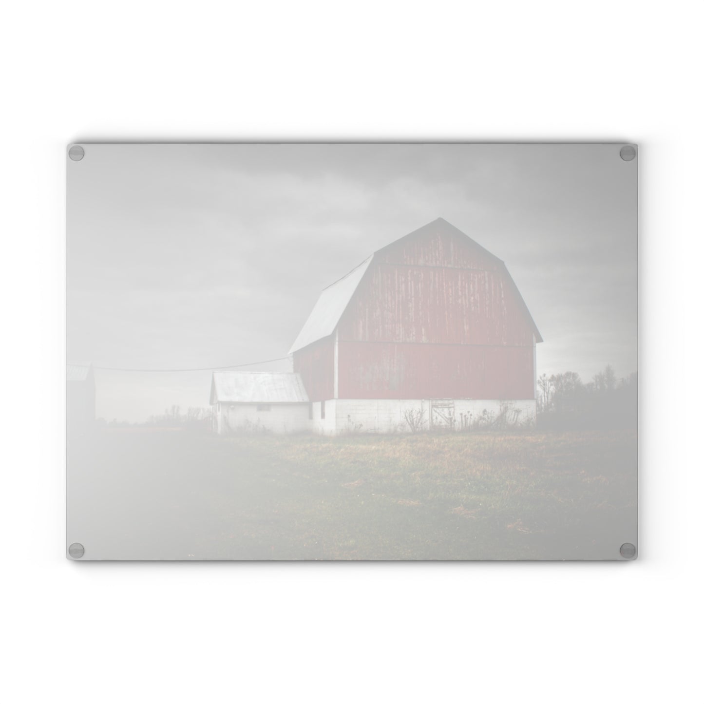 U R There Photography Mills Road Red II Rustic Farmhouse Tempered-Glass Cutting Board