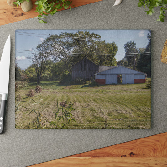 U R There Photography Havens Road Grey Rustic Farmhouse Tempered-Glass Cutting Board