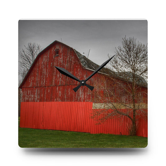 U R There Photography Almont Reds Rustic Farmhouse Acrylic Analog Wall Clock 10.75'' × 10.75'' (Square)