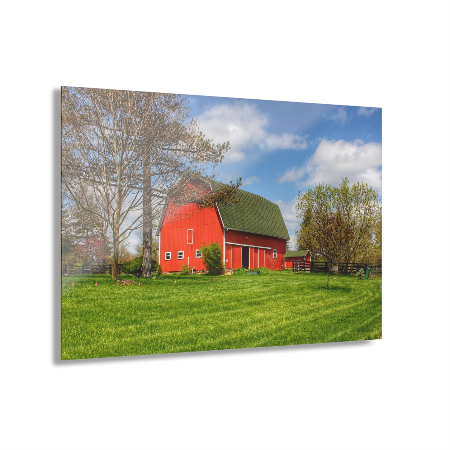 U R There Photography Barber Road Red Rustic Farmhouse Acrylic Wall Print