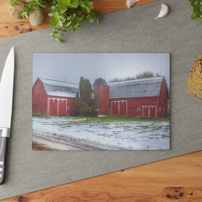 U R There Photography Holmes Road Red II Rustic Farmhouse Tempered-Glass Cutting Board