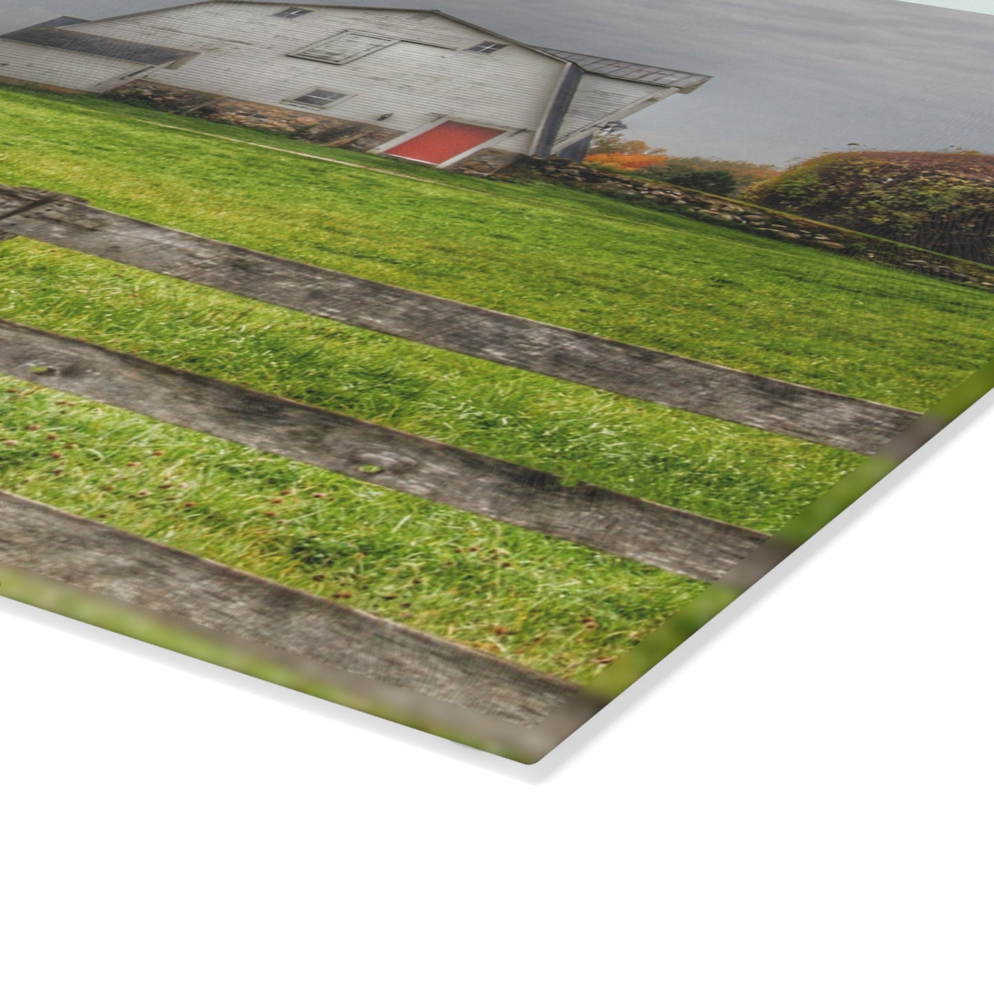 U R There Photography Hill Road Hillside White Rustic Farmhouse Tempered-Glass Cutting Board