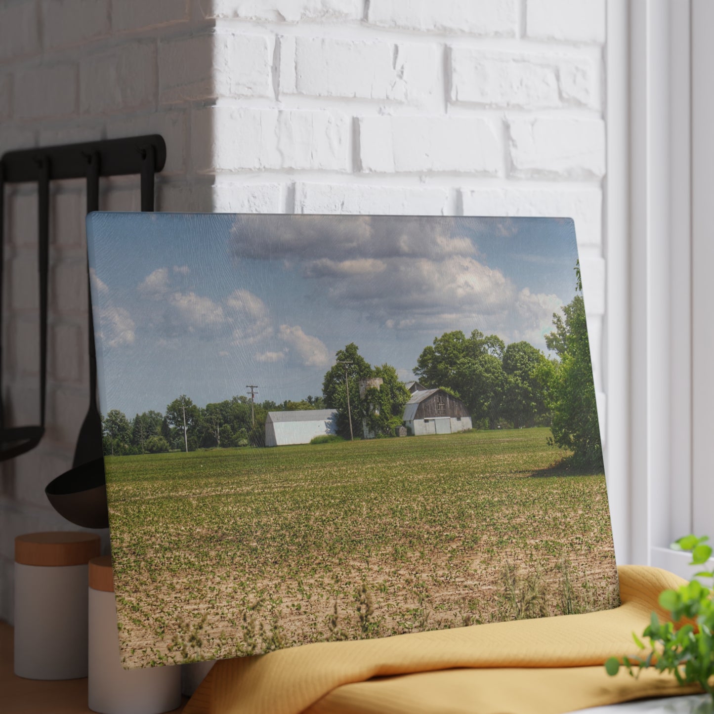 U R There Photography Willard Road White Rustic Farmhouse Tempered-Glass Cutting Board