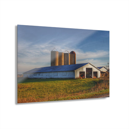 U R There Photography Peck White and Silos Rustic Farmhouse Acrylic Wall Print