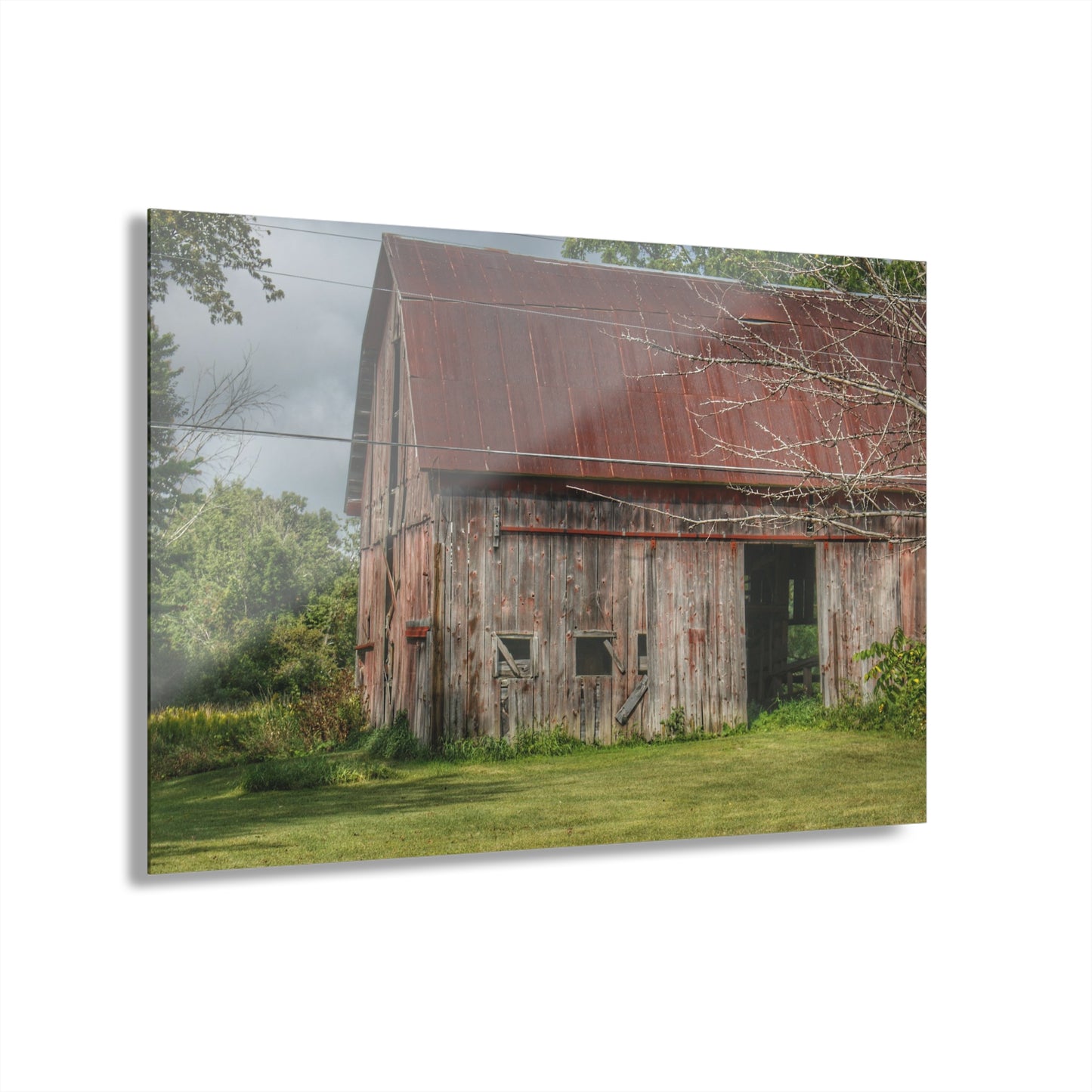 U R There Photography Columbiaville Roadside Grey and Rusted Rustic Farmhouse Acrylic Wall Print