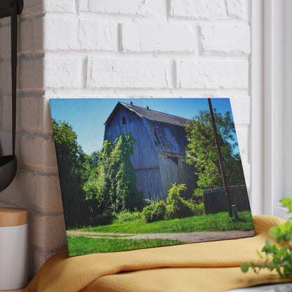 U R There Photography Dryden Road Grey Rustic Farmhouse Tempered-Glass Cutting Board