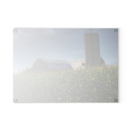 U R There Photography Above the Corn on Tuscola Road Rustic Farmhouse Tempered-Glass Cutting Board