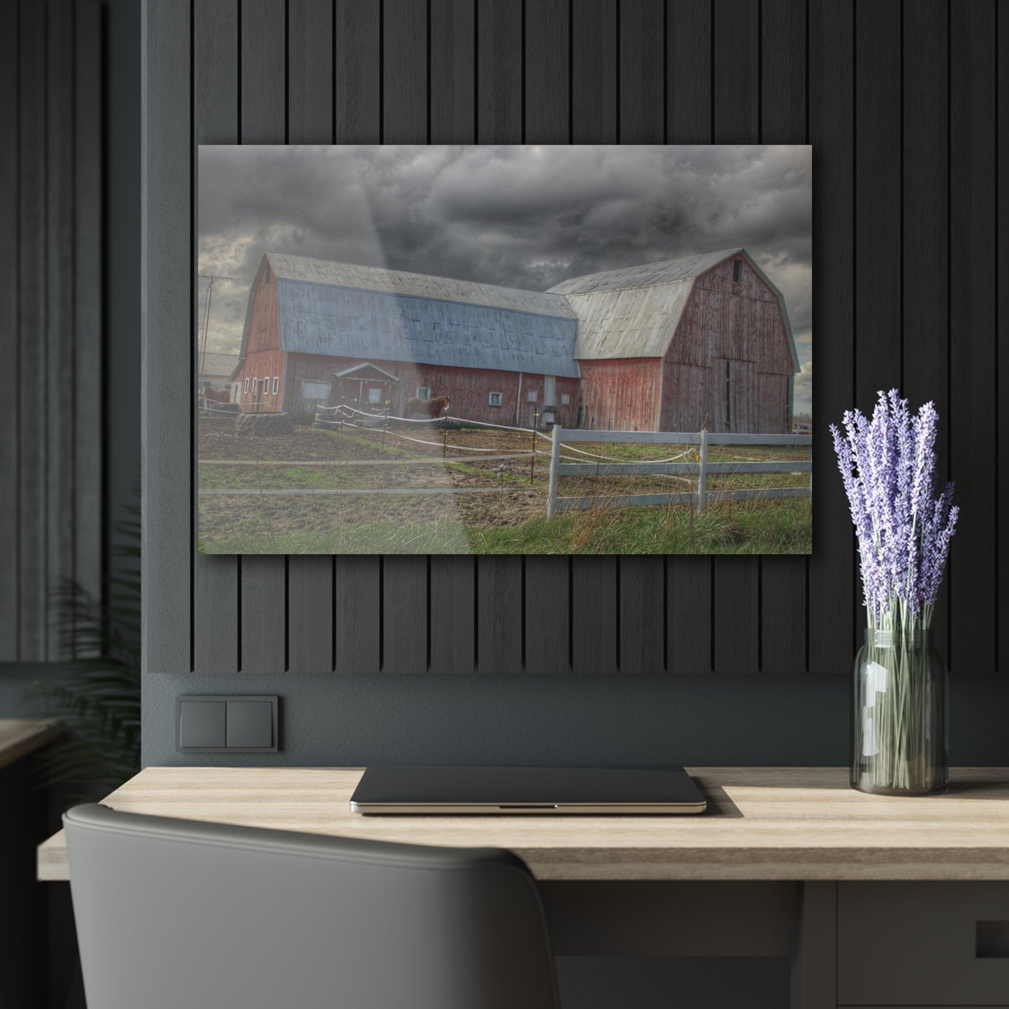 U R There Photography Sandusky Horse Barn Against Fall Skies Rustic Farmhouse Acrylic Wall Print