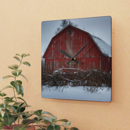 U R There Photography Hadley Road Barn at the Bend Rustic Farmhouse Acrylic Analog Wall Clock